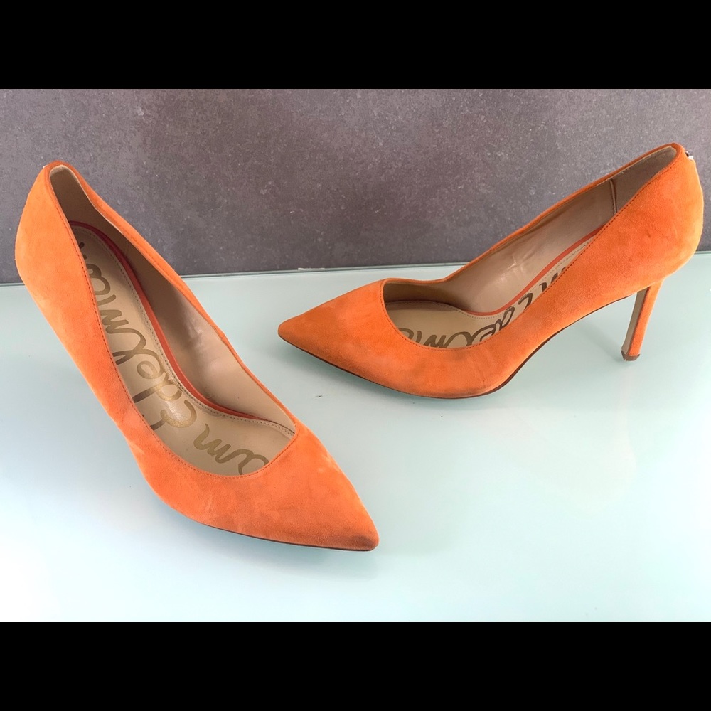 Sam Edelman Hazel Pumps Sz9 Tangerine Orange suede